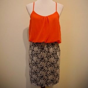 Orange, Black, and White Summer Dress